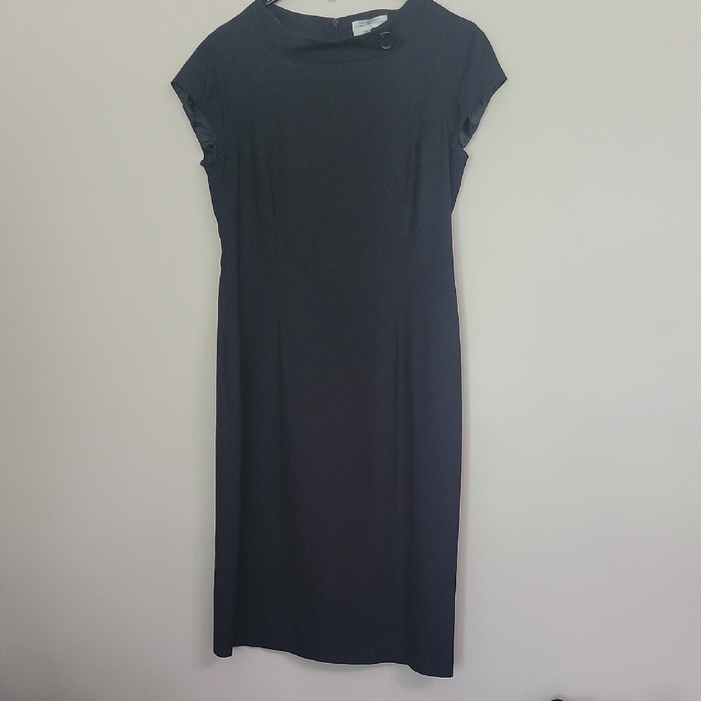 Veronika Maine Black Sheath Midi Dress Size 12